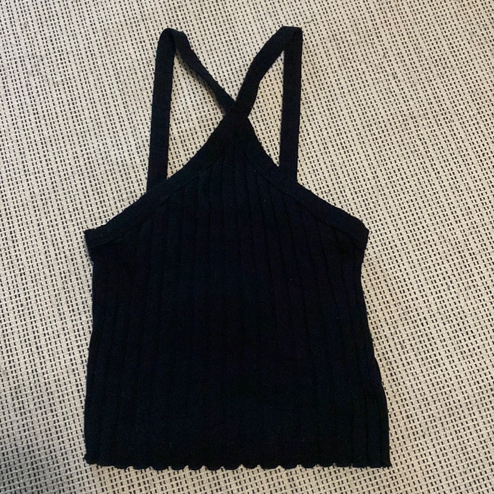 Zara Ribbed Halter Crop Trank Top